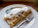Turkey and Prosciutto Crepe with Smoked Gouda Mornay Sauce